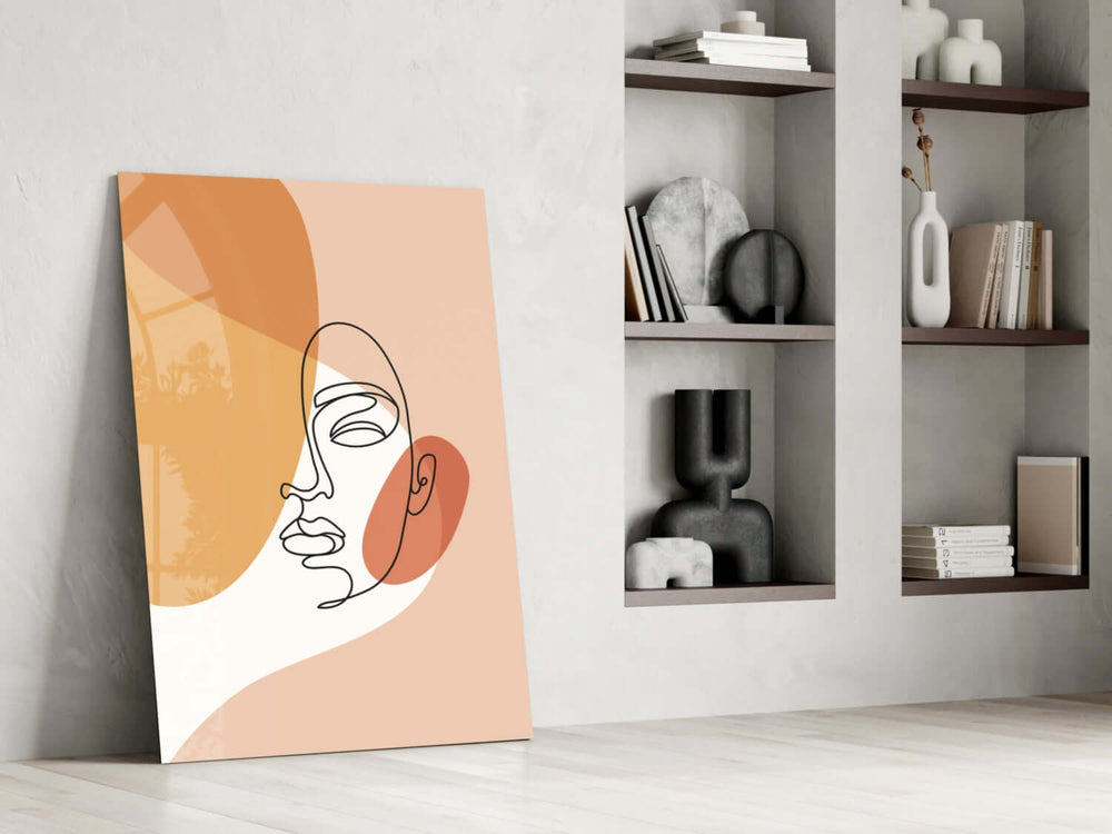 Scandi-modern profile cinematic glass wall art in heritage hallway