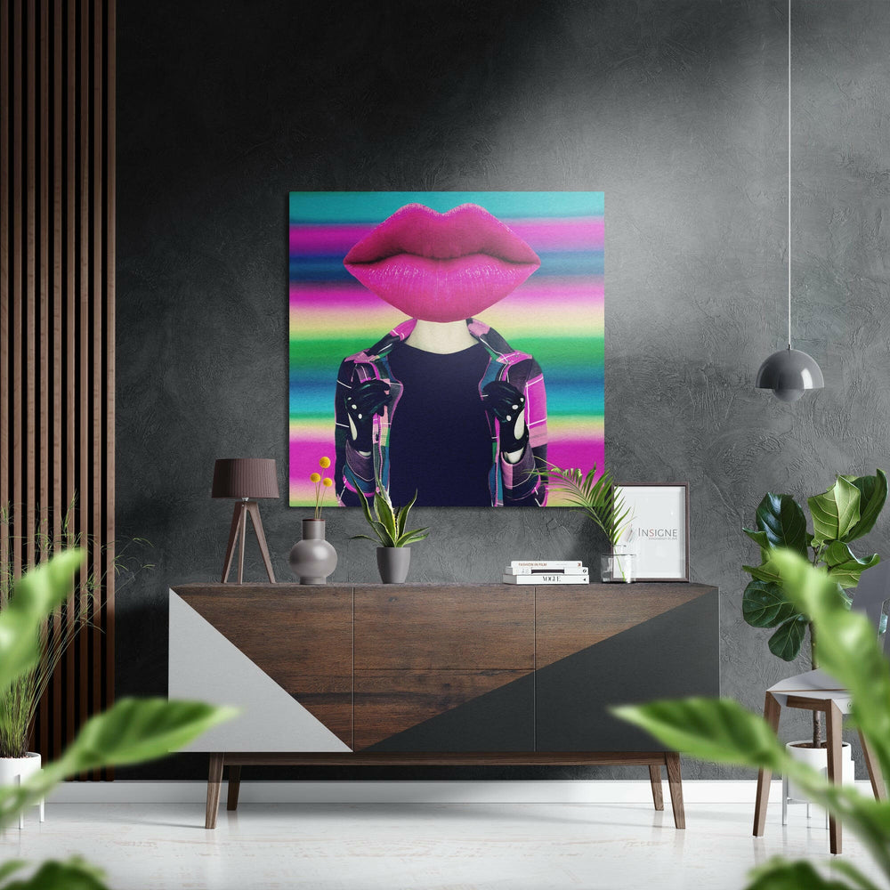 Lip Head Brushed Aluminium Dibond Wall Art.