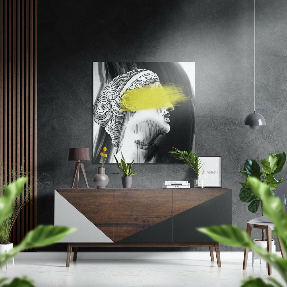 Yellow Protest Brushed Aluminium Dibond Wall Art.