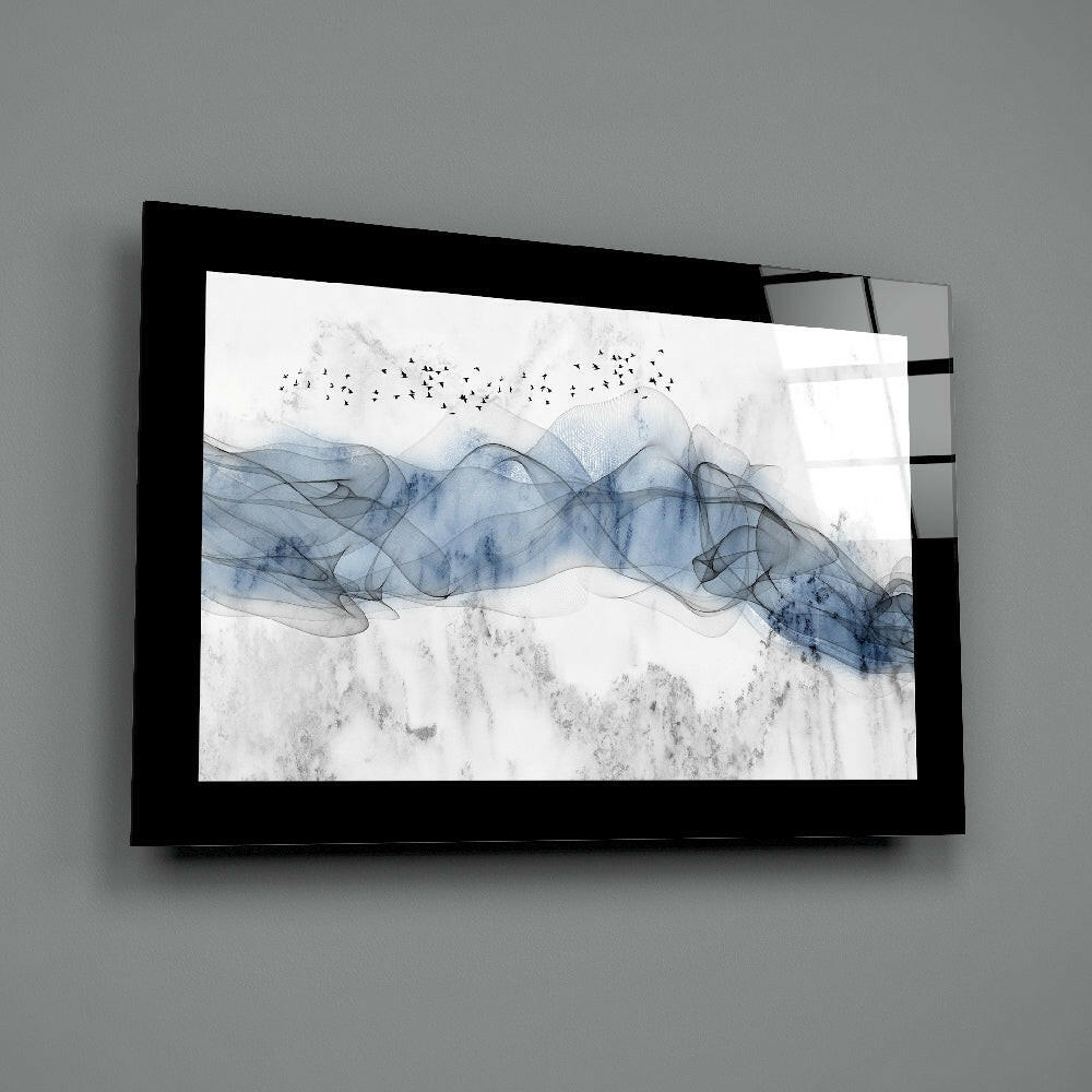 Watercolor panel bringing airy calm to a meditation room