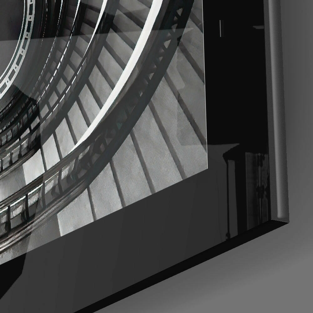 Spiral Stairs close-up showing concentric rails and treads