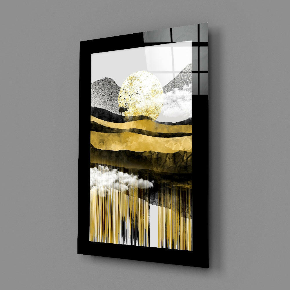Modern-illustrative panel bringing luminous calm to a bedroom