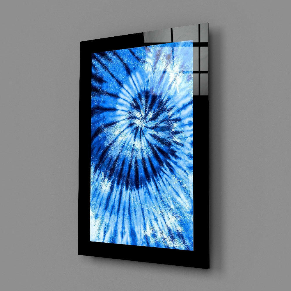 Fluid-art panel bringing tie-dye motion to a home office