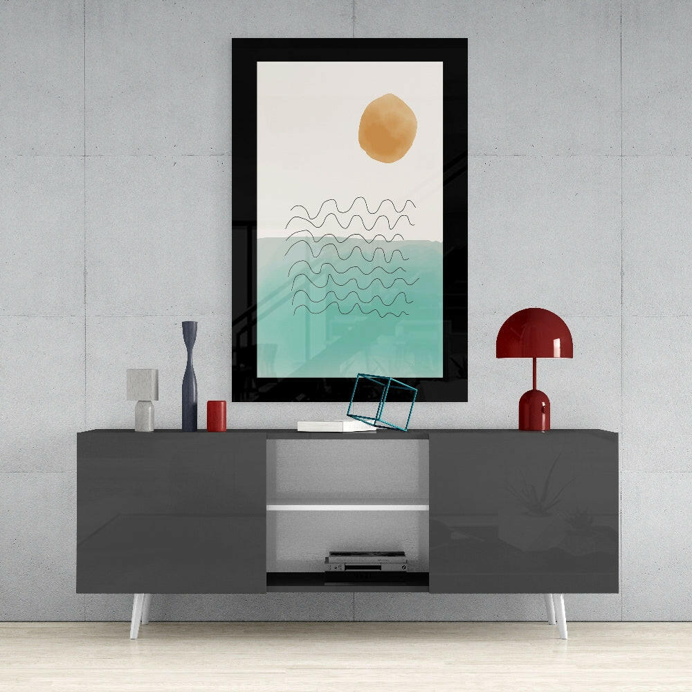 Windy Sea glass wall art styled above a vanity in a bathroom