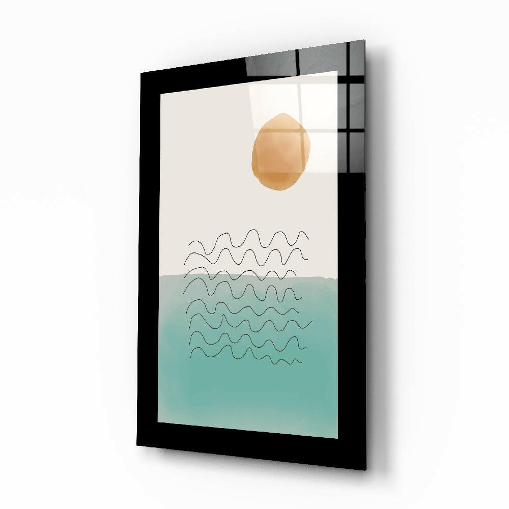 Windy Sea glass wall art displayed above a bed in a bedroom