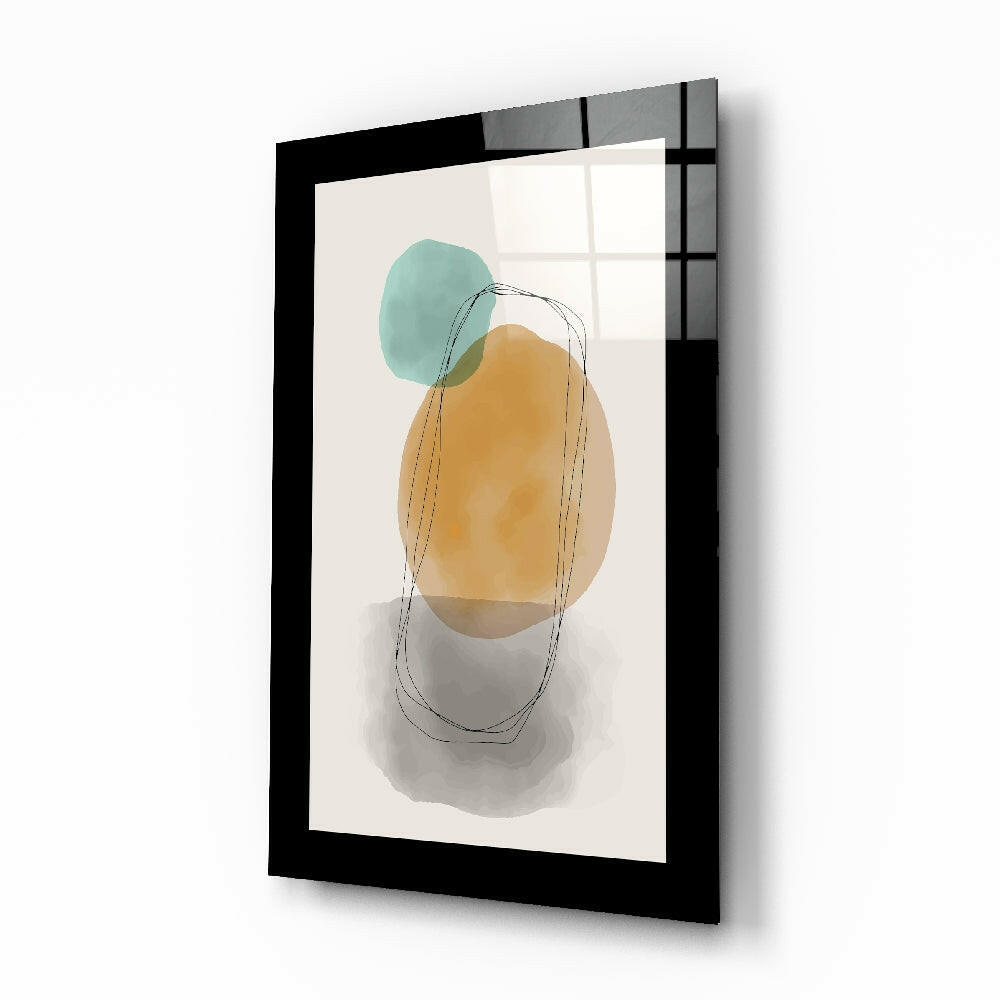 Abstract Art glass wall art displayed above a bed in a bedroom
