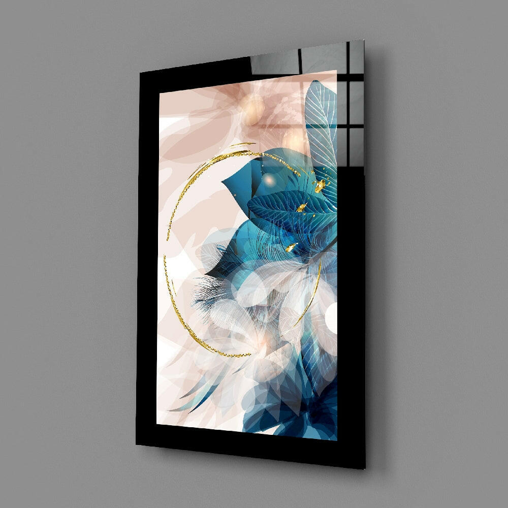Modern-illustrative panel bringing luxe shimmer to a foyer