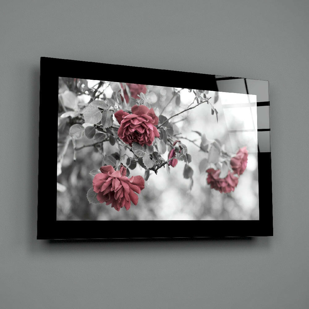 Editorial-photo panel bringing romantic warmth to a powder room