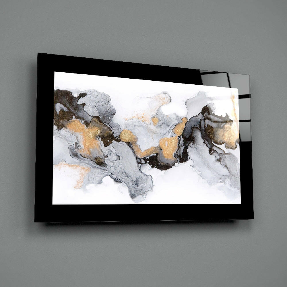 Fluid-art panel bringing mineral poise to a foyer