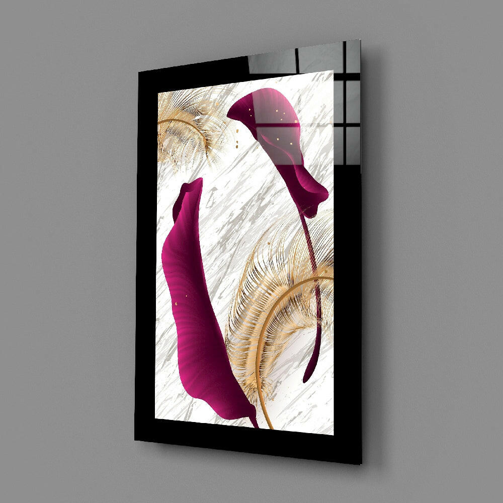 Modern-illustrative panel bringing luxe shimmer to a powder room