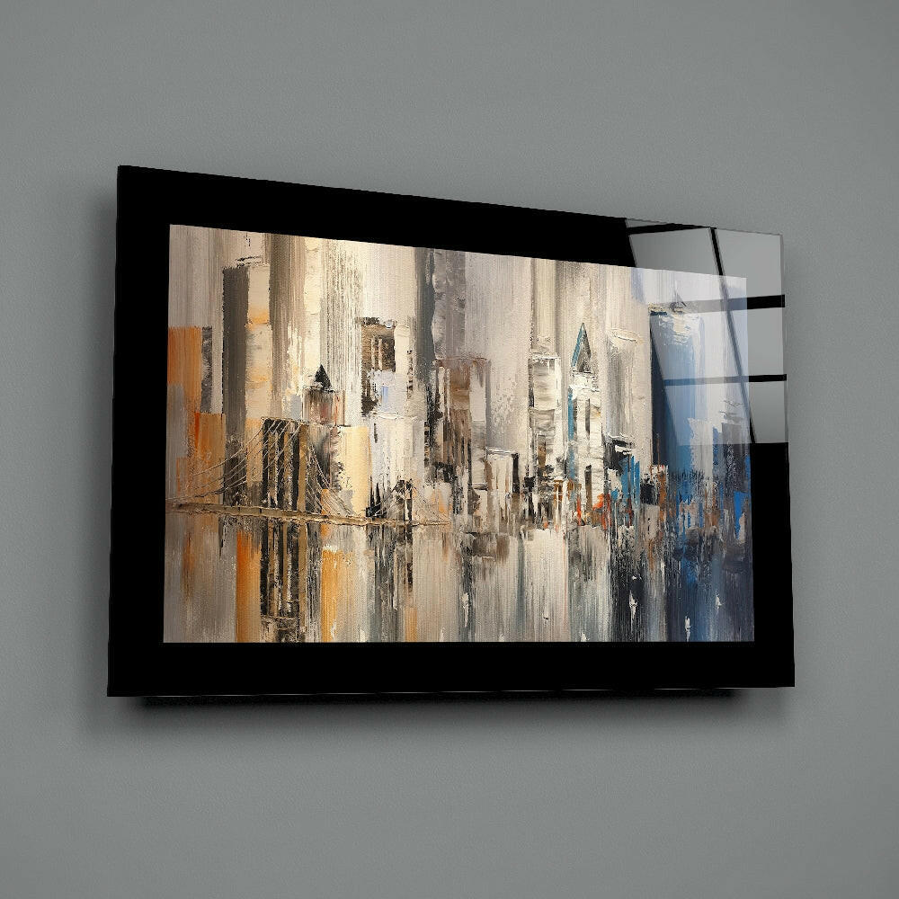 Palette-knife panel bringing urban poise to a man cave