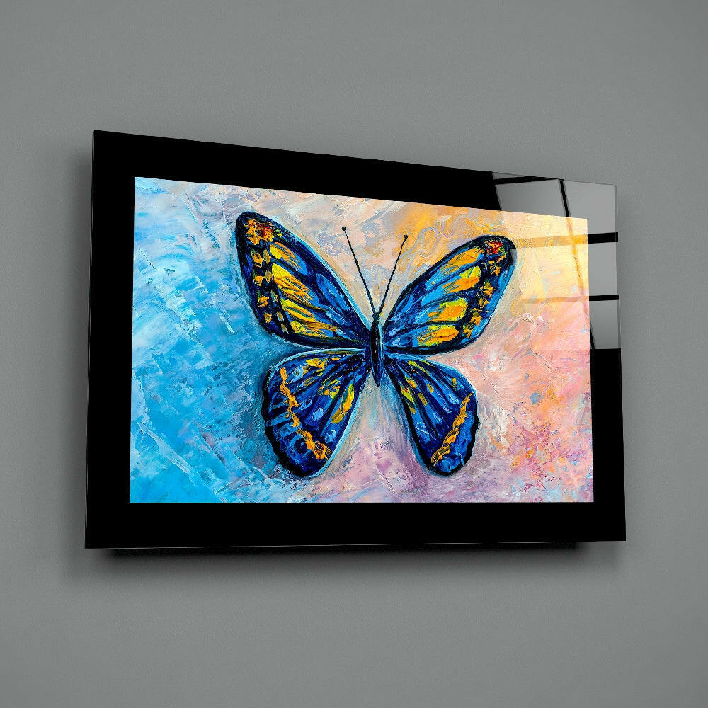 Palette-knife panel bringing painterly warmth to a powder room