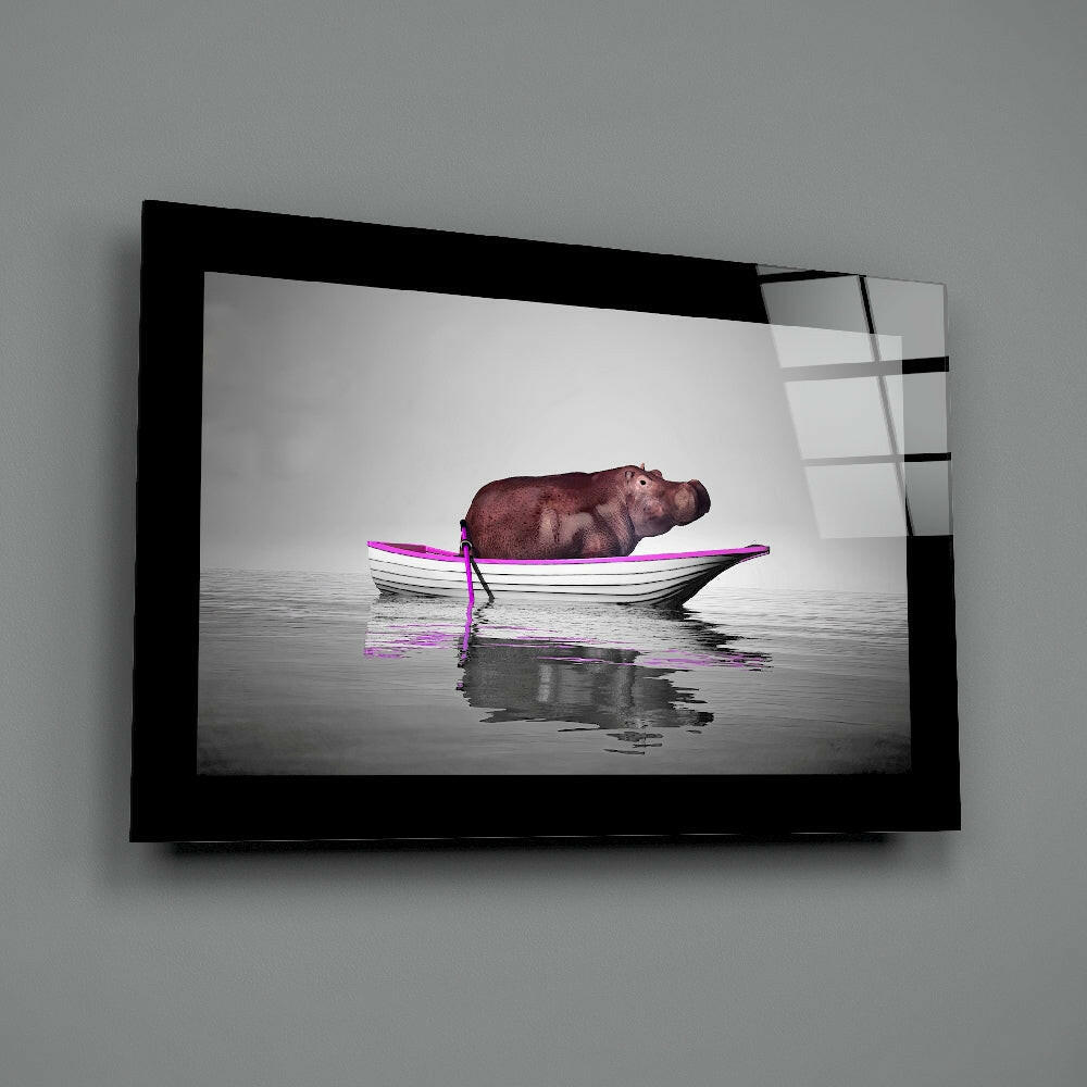 Surreal-photo panel bringing whimsical flair to a powder room