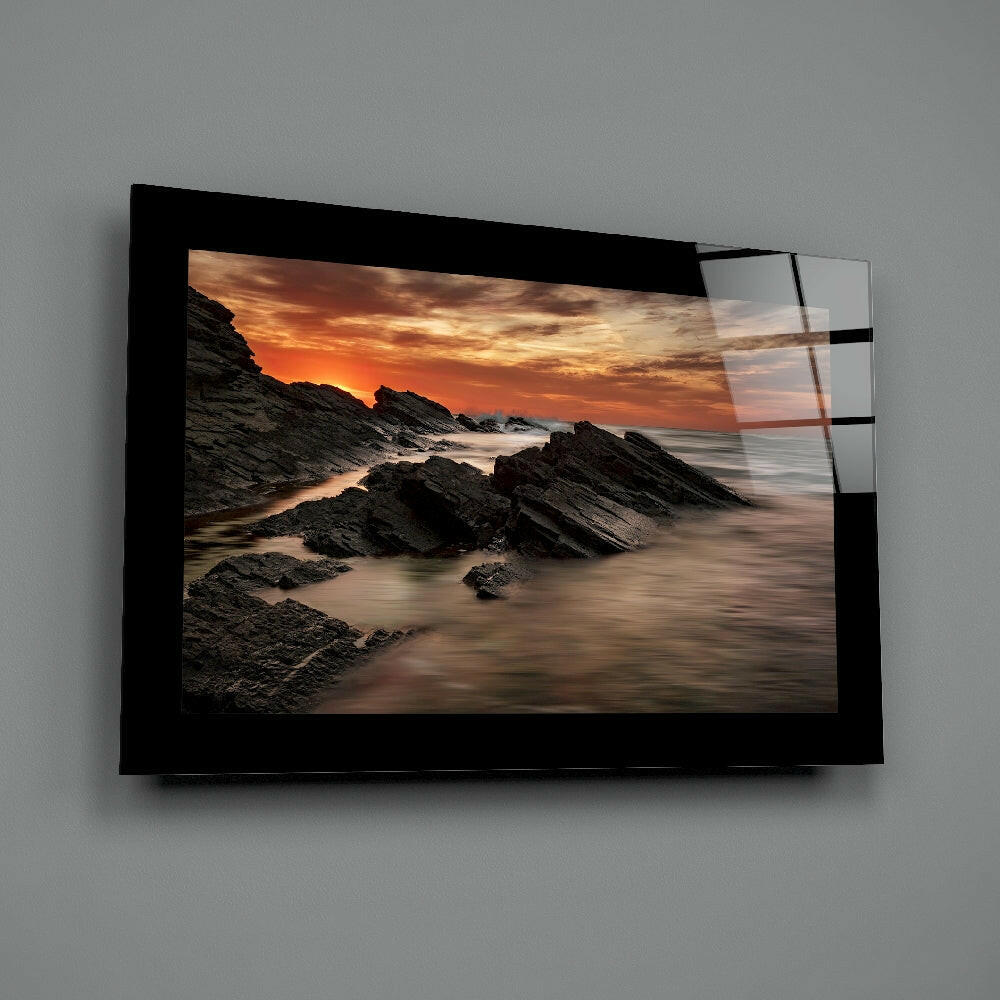 Long-exposure panel bringing luminous calm to a coastal cottage