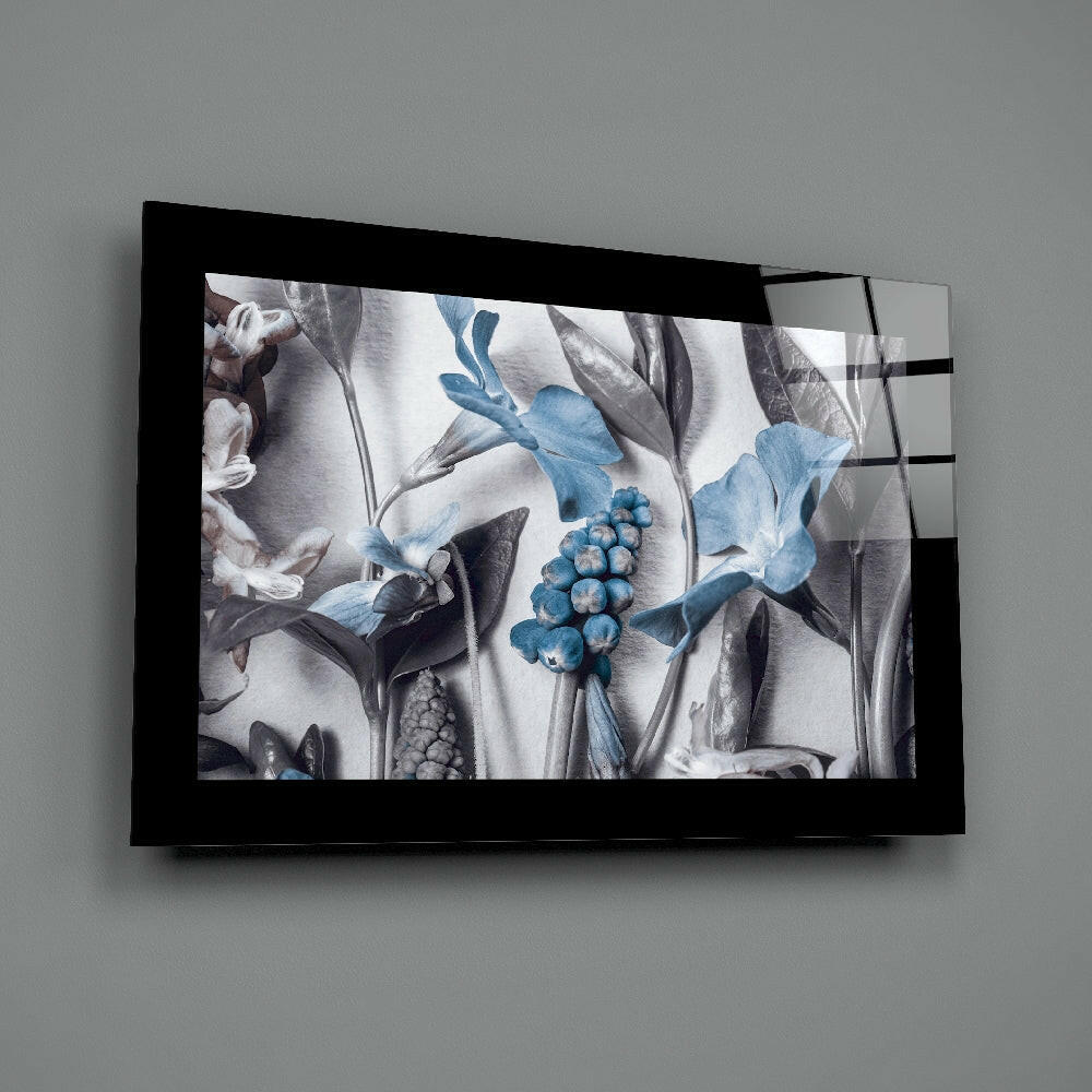 Selective-color panel bringing botanical poise to a powder room