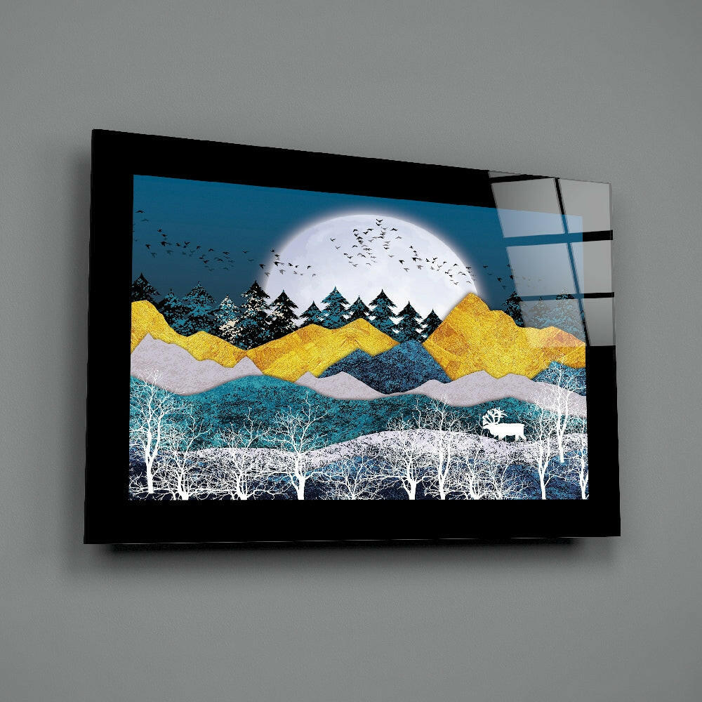 Modern-illustrative panel bringing luminous calm to a bedroom