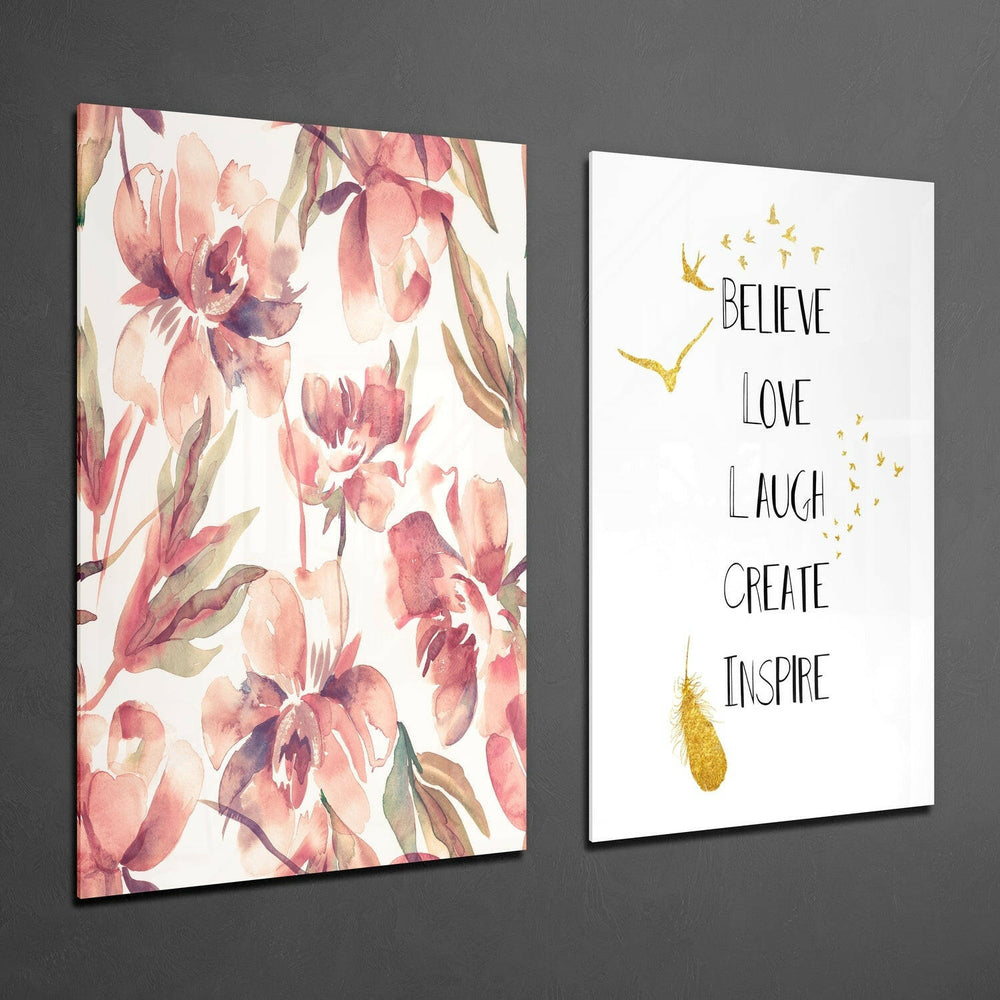 The Way of Happy Life 2 Pieces Combine Glass Wall Art | Insigne Art Design.