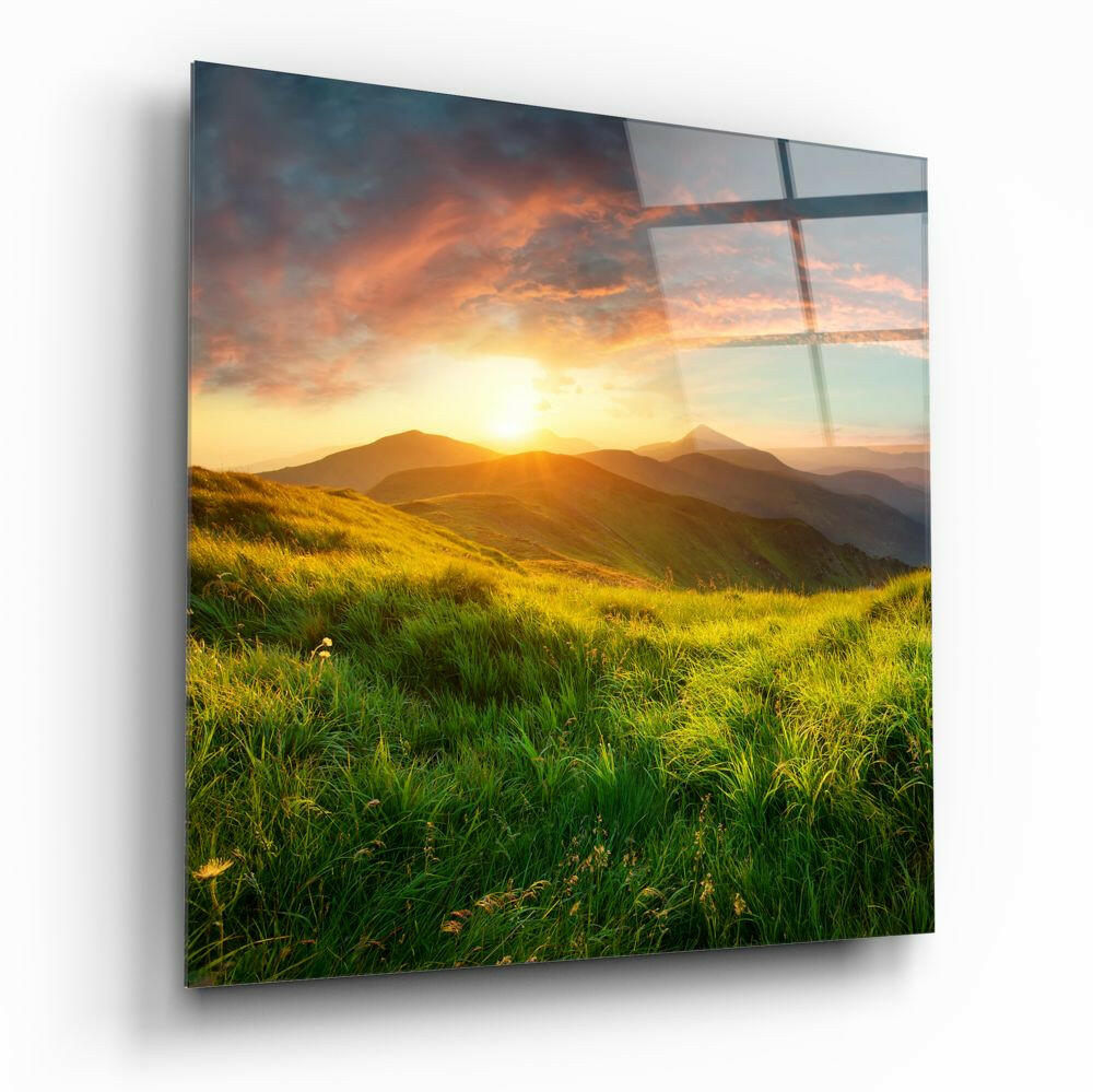 Mountain Landscape Glass Wall Art.