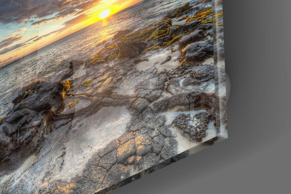 Sunset on the Beach Glass Wall Art.