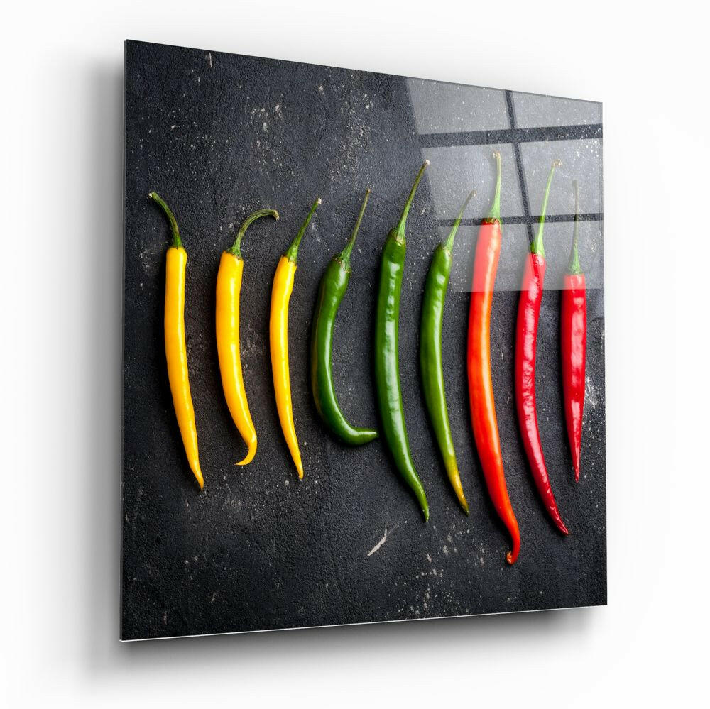 Colored Peppers Glass Wall Art.