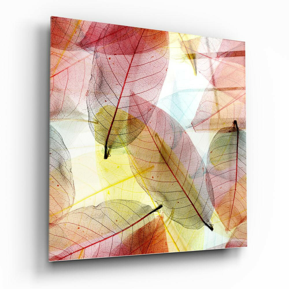 Colorful Leaves Glass Wall Art.