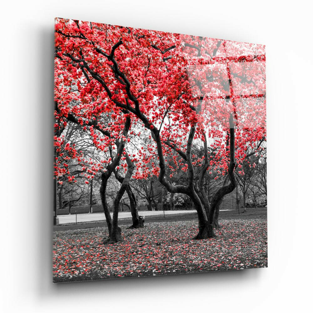 Red Tree Glass Wall Art.
