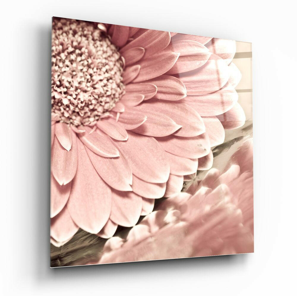 Pink Flower Glass Wall Art.