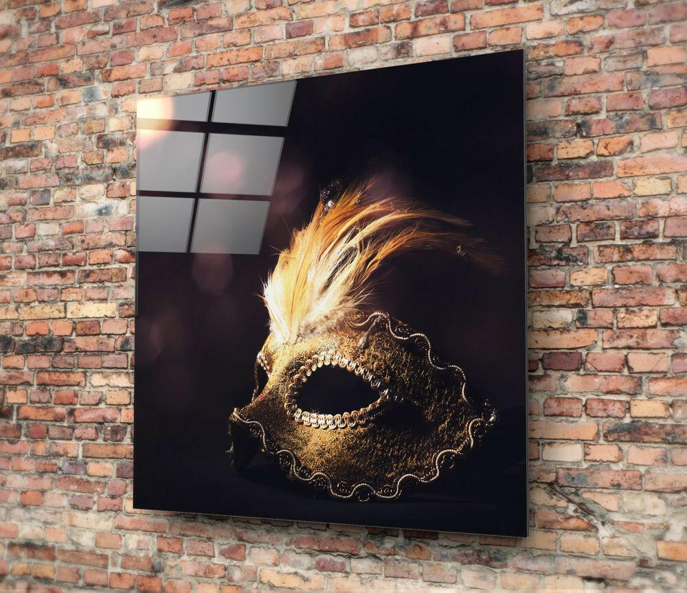 Prom Mask Glass Wall Art.