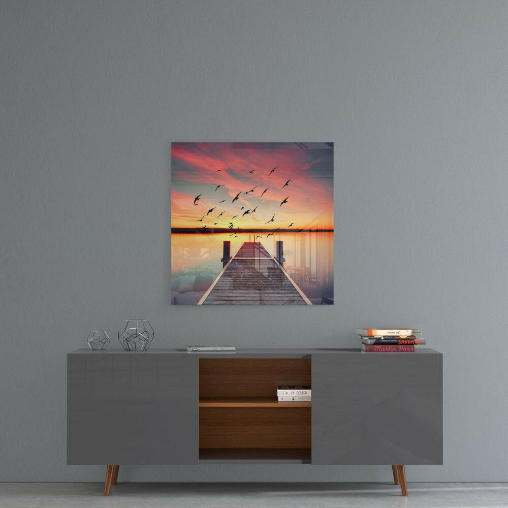 Red Dock Glass Wall Art.