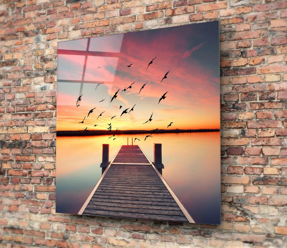 Red Dock Glass Wall Art.