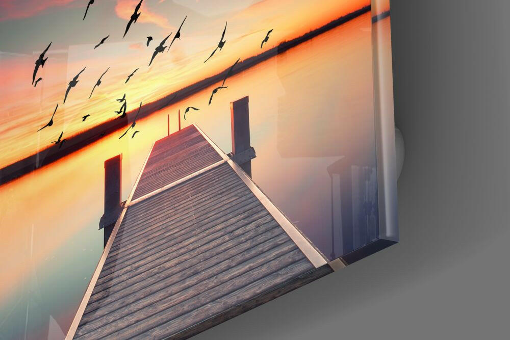Red Dock Glass Wall Art.