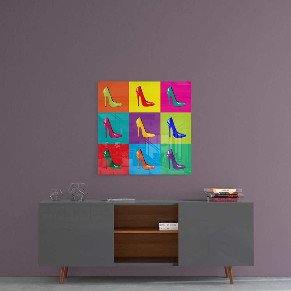 Colored Shoes Glass Wall Art.