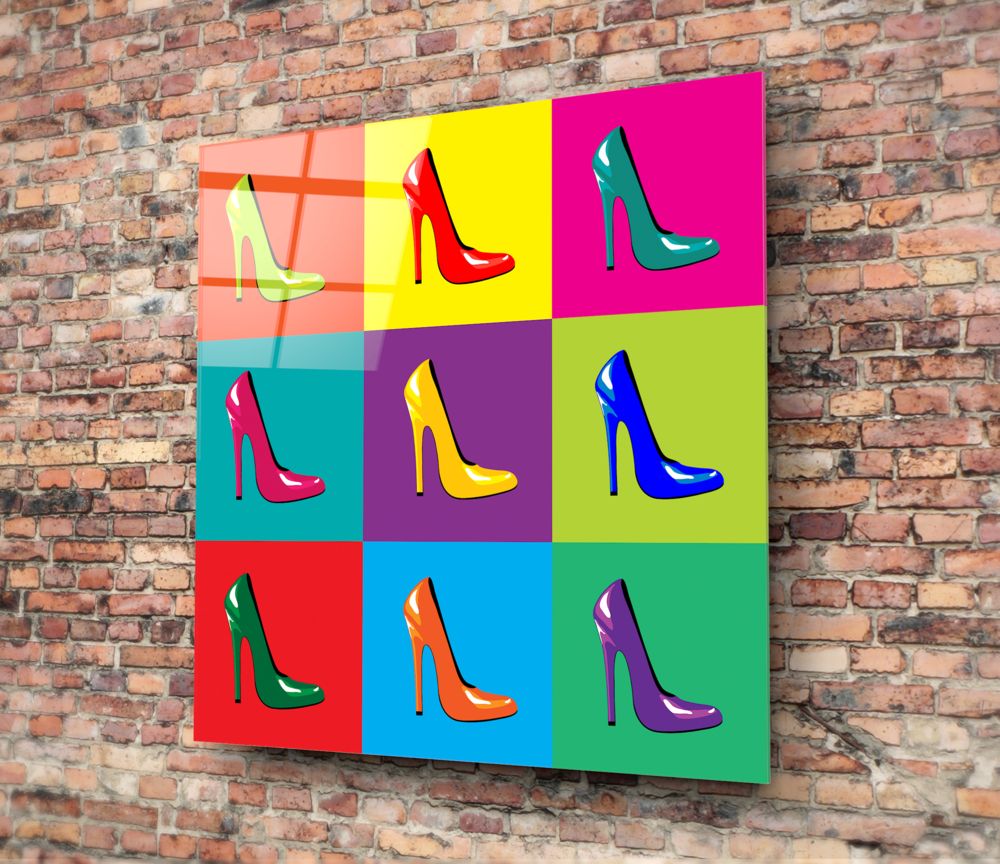Colored Shoes Glass Wall Art.