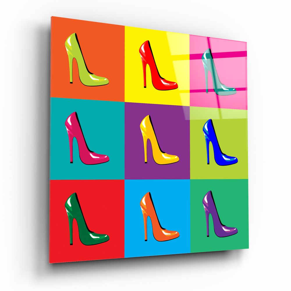 Colored Shoes Glass Wall Art.