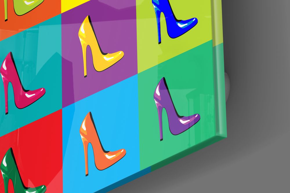 Colored Shoes Glass Wall Art.