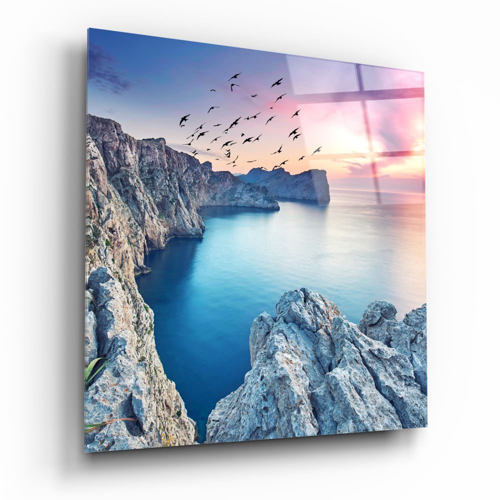 Red Sunset Glass Wall Art.