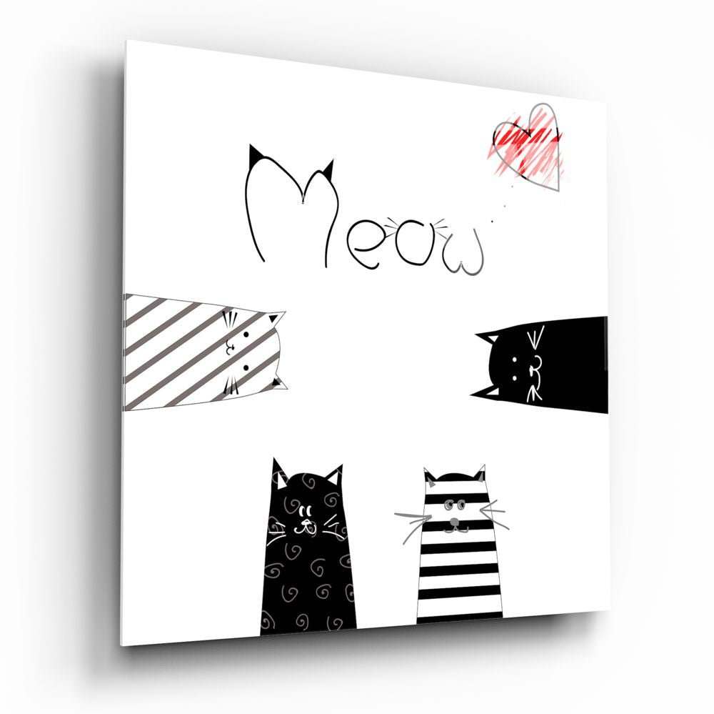 Meow (Cat) Glass Wall Art.