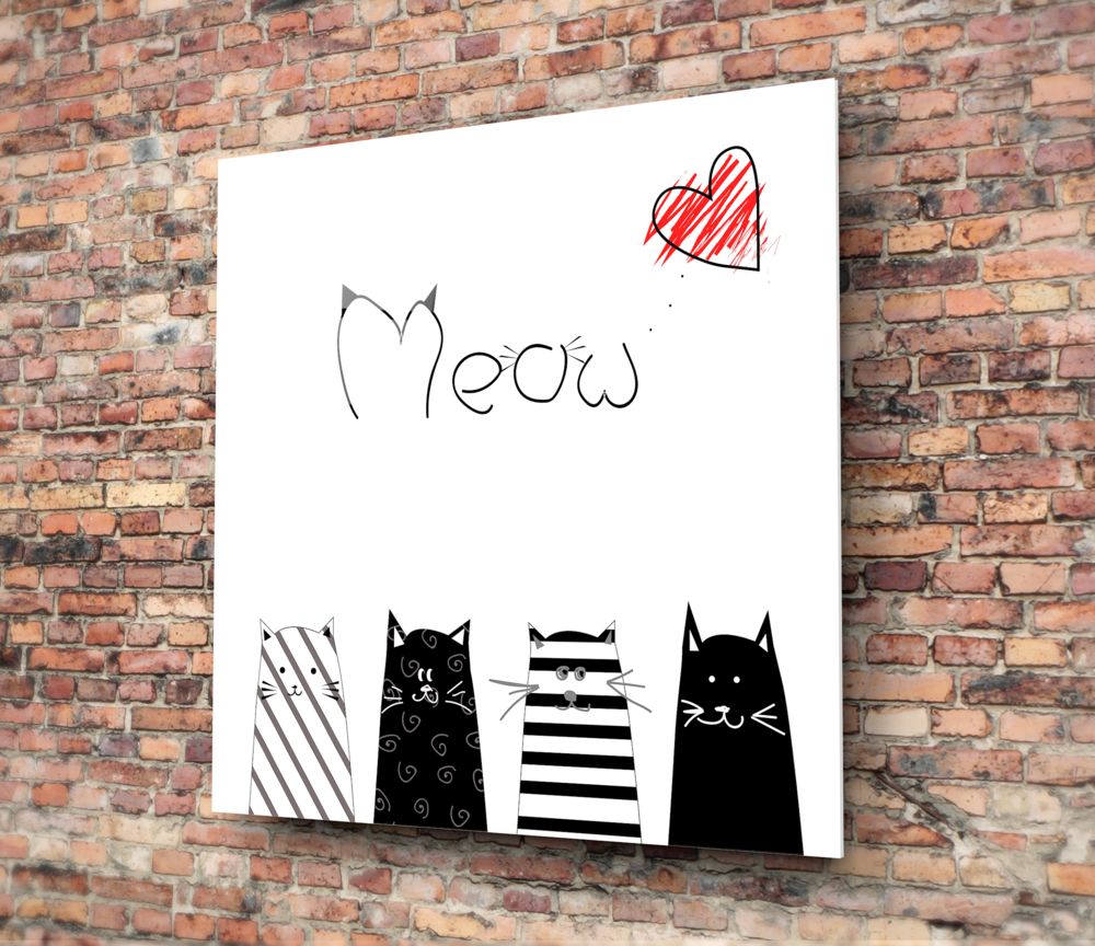 Meow (Cat) Glass Wall Art.