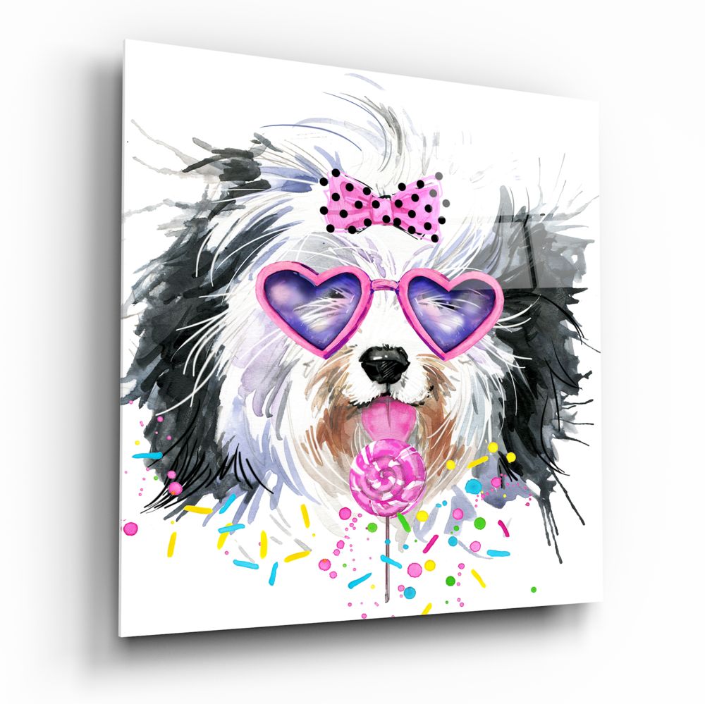 Cute Dog Glass Wall Art.
