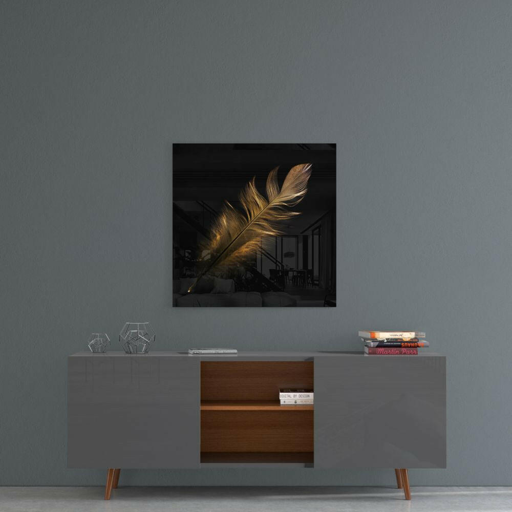 Colored Feather Glass Wall Art.