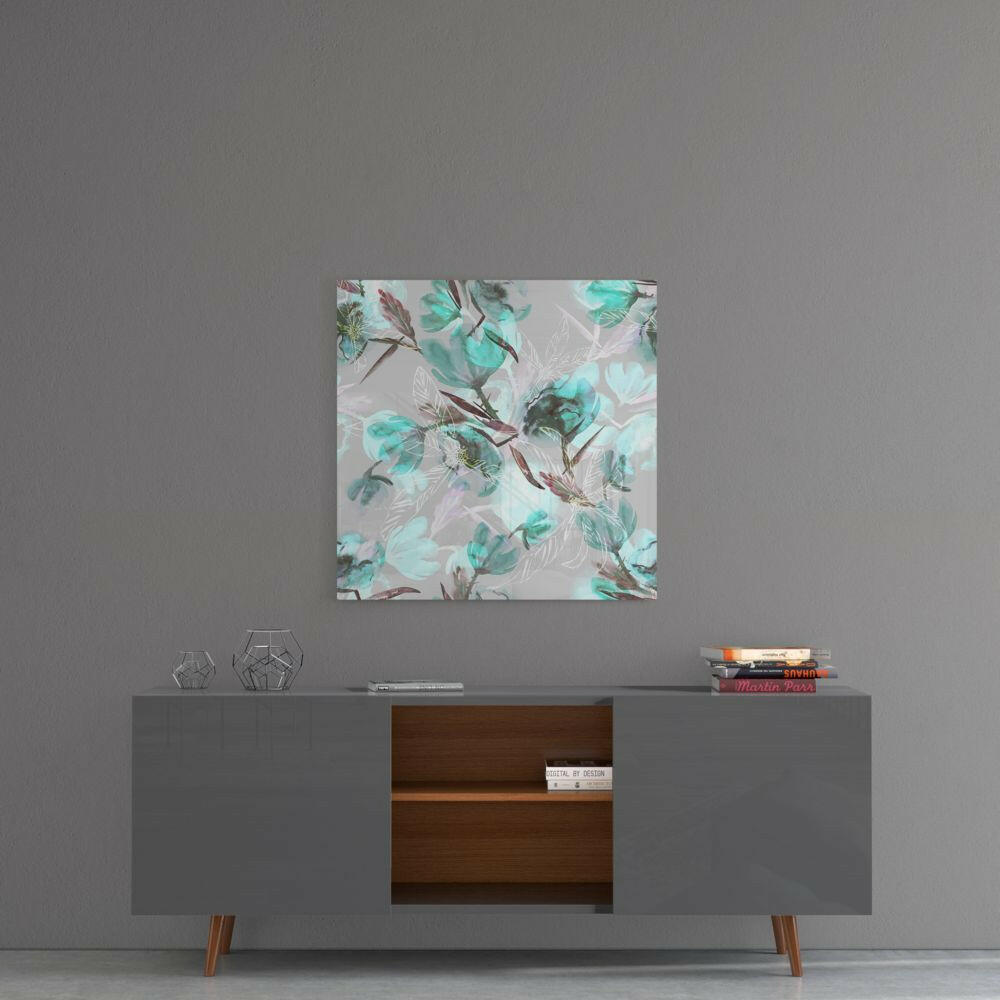 Green Flower Glass Wall Art.