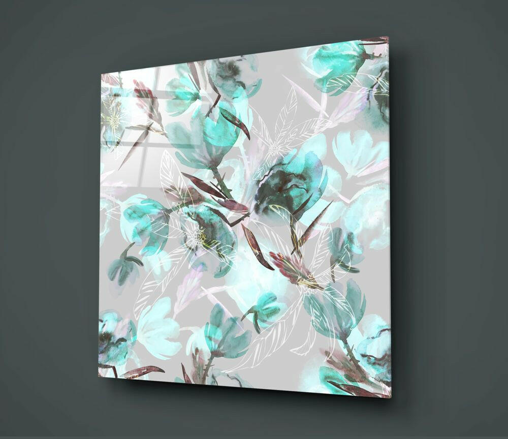 Green Flower Glass Wall Art.