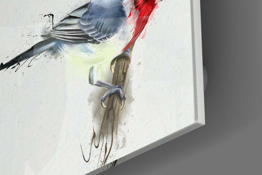 Red Bird Glass Wall Art.