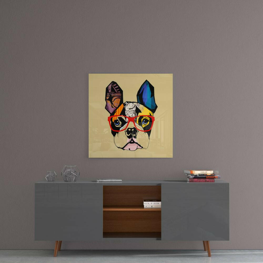 Bulldog Dog Glass Wall Art.