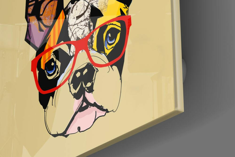Bulldog Dog Glass Wall Art.