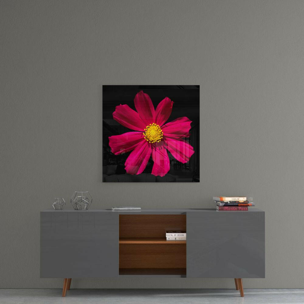 Red Flower Glass Wall Art.