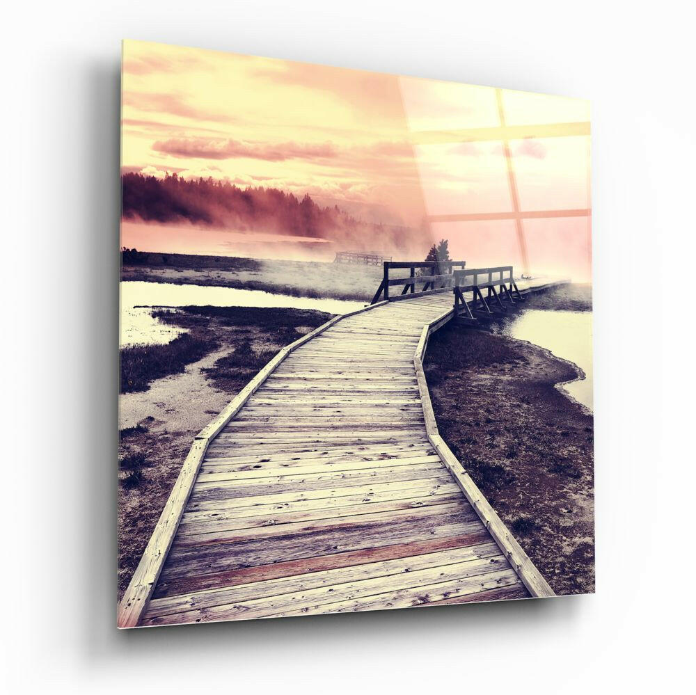 Sunset Landscape Glass Wall Art.