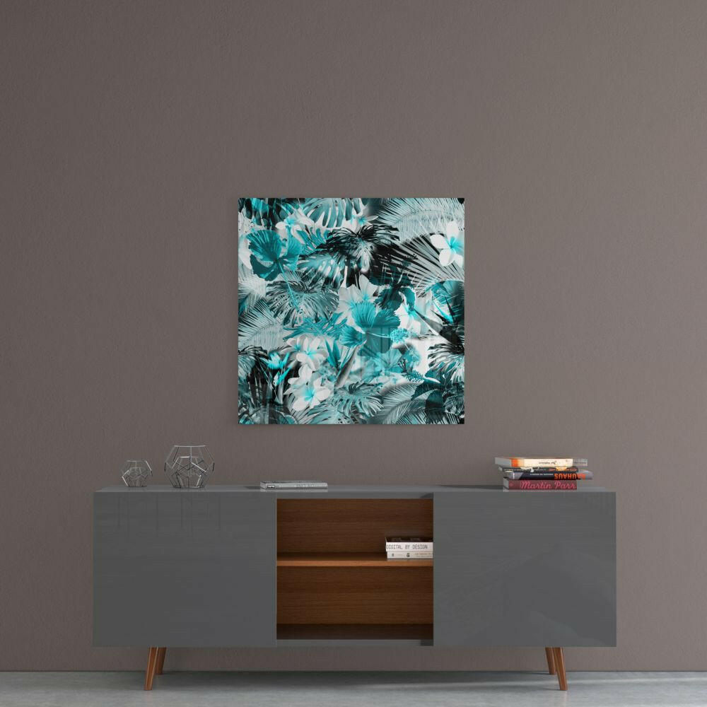 Tropical Leaves Glass Wall Art.