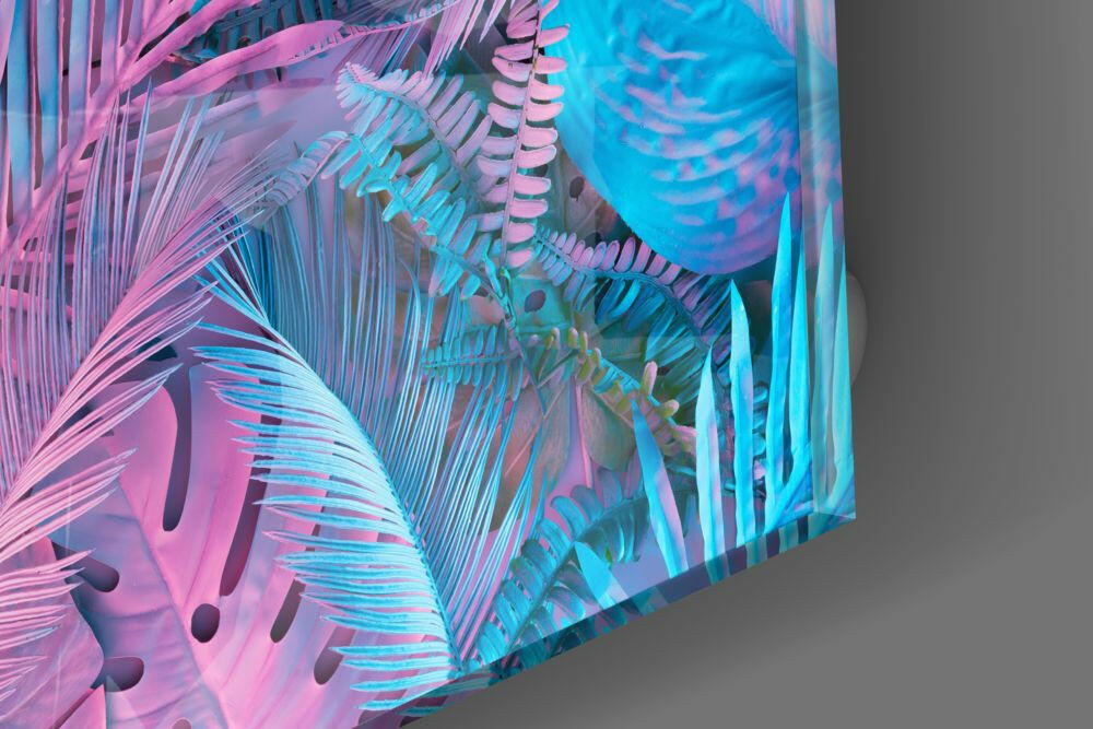 Tropical Leaves Glass Wall Art.