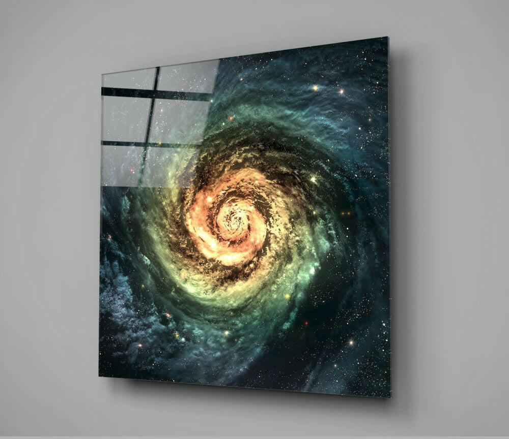 Space Yellow Infinity Glass Wall Art.